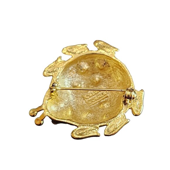 Vintage 80s Signed Casual Corner Rhinestone Enamel Ladybug Brooch (A1674) - Picture 2 of 3